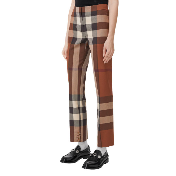 Burberry Exaggerated Check Wool Tailored Trousers