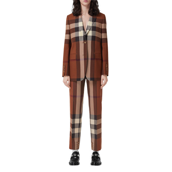 Burberry Exaggerated Check Wool Tailored Trousers