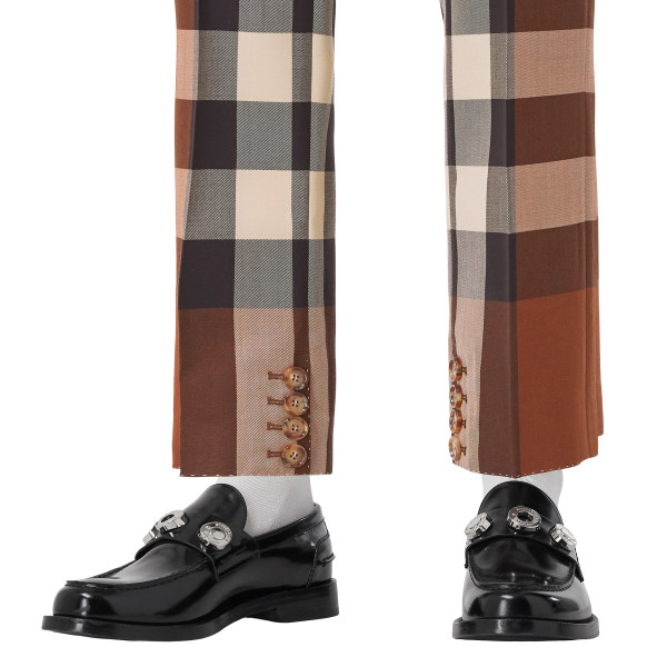 Burberry Exaggerated Check Wool Tailored Trousers