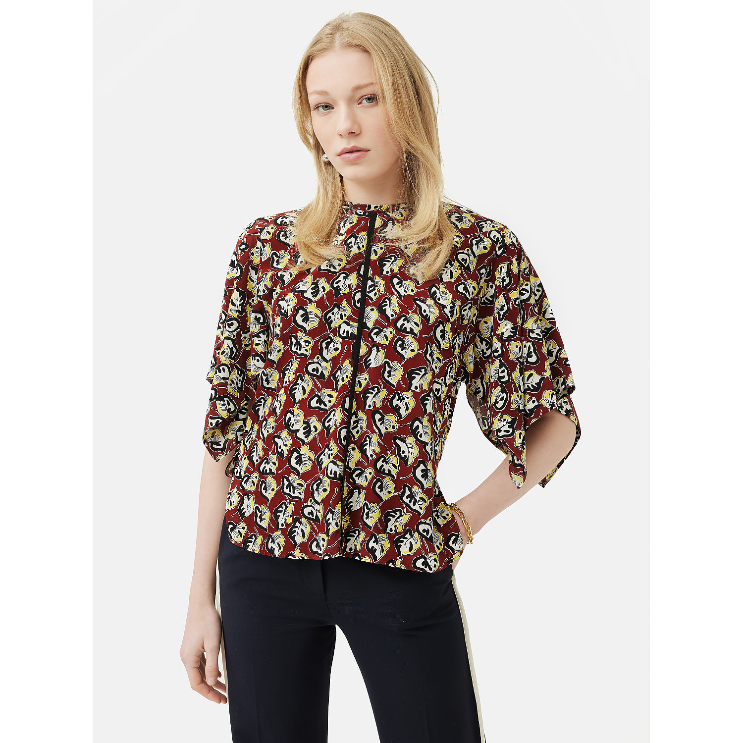 Rent Buy Jigsaw Collagerie Fig Leaf Top Red | MY WARDROBE HQ