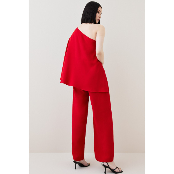 Karen Millen Compact Viscose One Shoulder Cape Jumpsuit