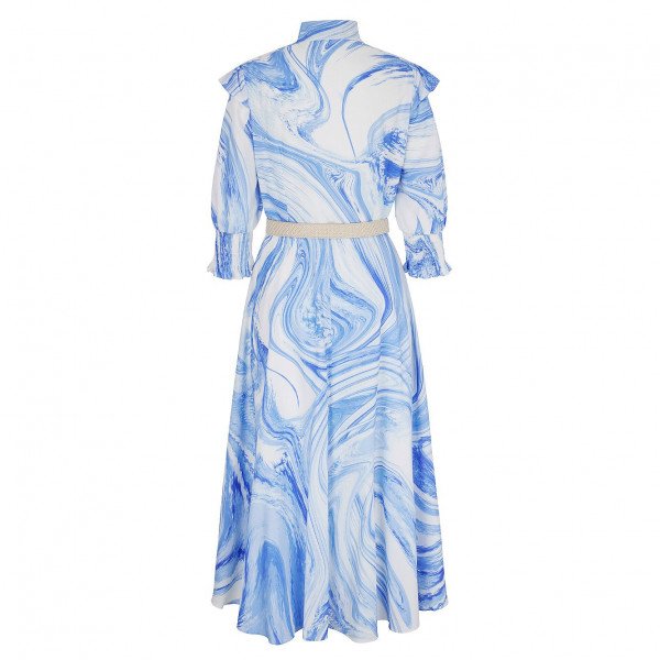Suzannah London Maud Marble Print Sustainable Cotton Shirt Dress