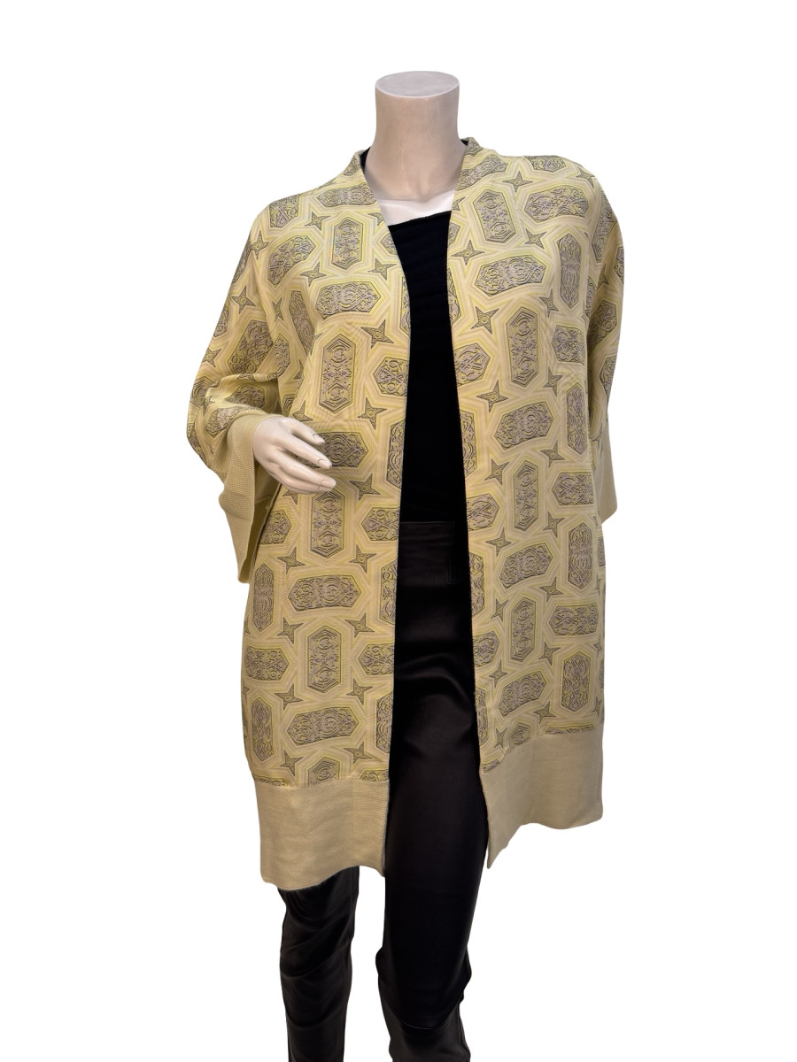 FRANK NAMANI Silk Printed Kimono Cardigan