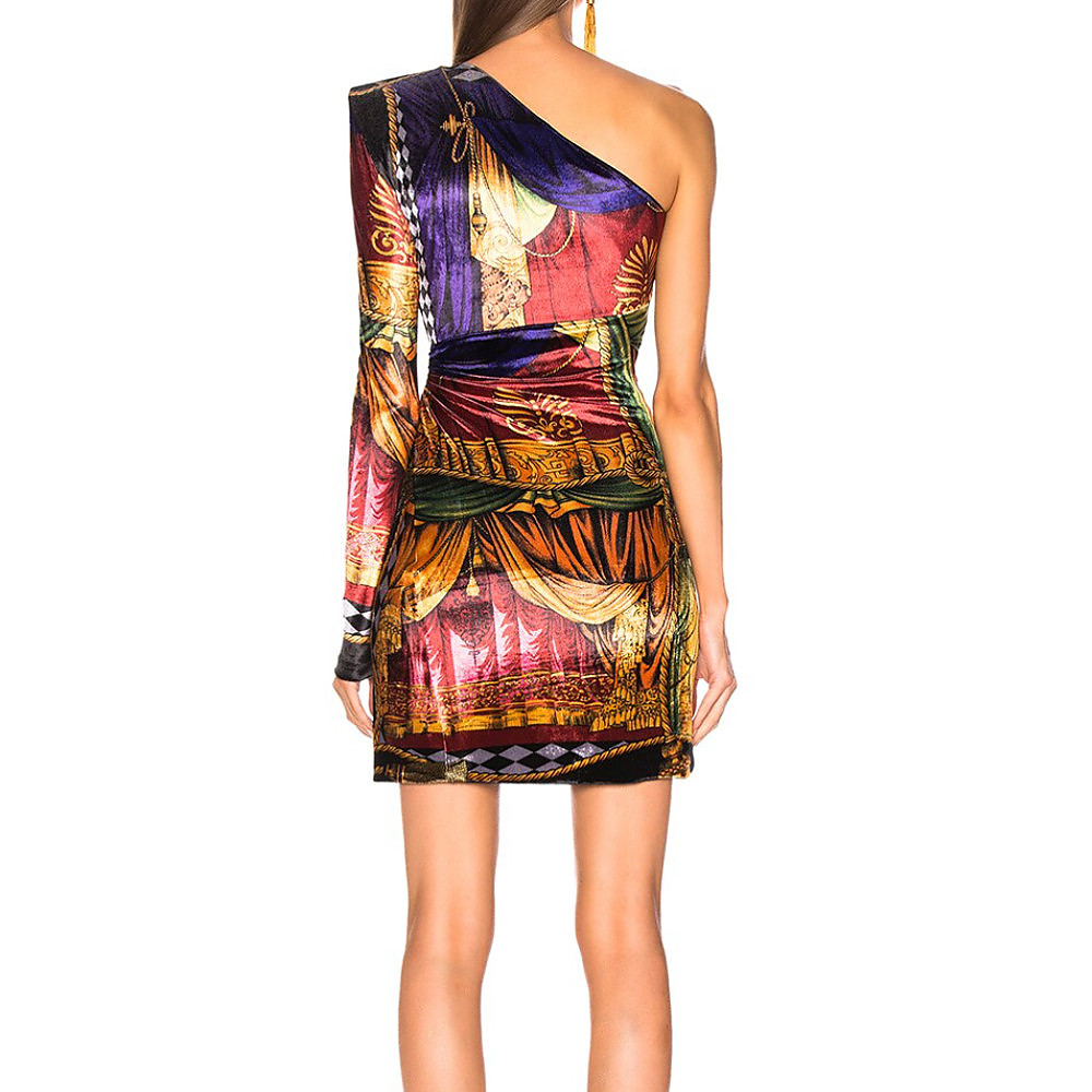 Versace One Shoulder Printed Dress