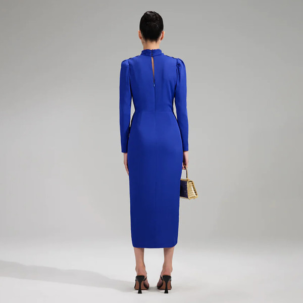 Self-Portrait Stretch Crepe Twister Collar Midi Dress
