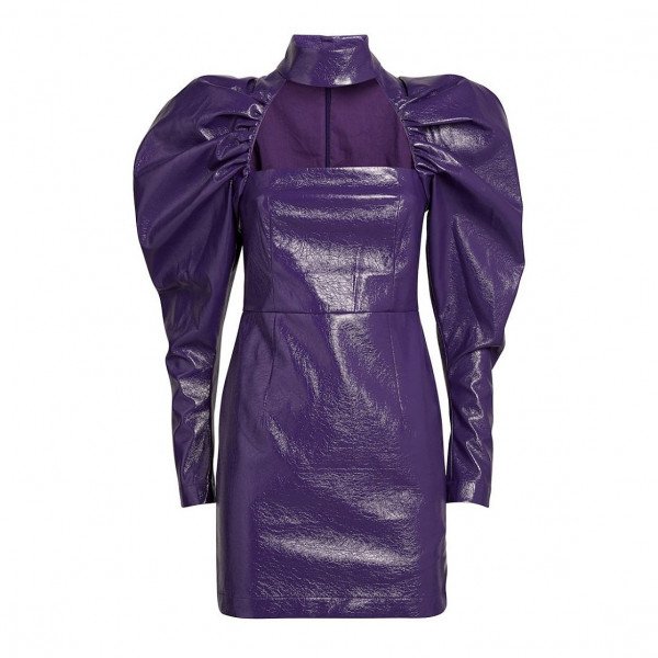 ROTATE Birger Christensen Kaya Faux-Leather Cut Out Dress