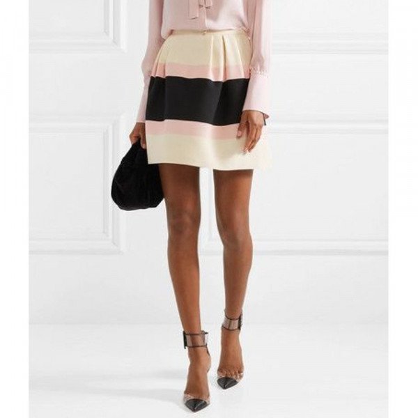 Valentino Striped Crepe Mini Skirt