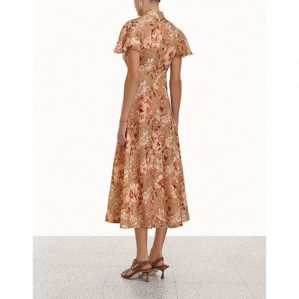ZIMMERMANN Peony Print Linen Midi Dress