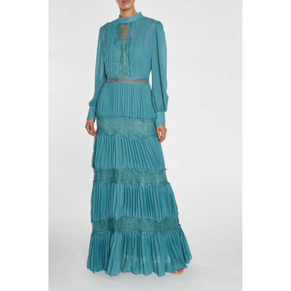 True Decadence Holly High-Neck Pleated Maxi Dress