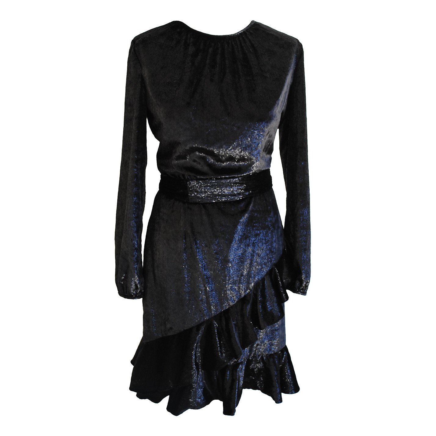 Dhela Velvet Ruffle Sparkle Dress