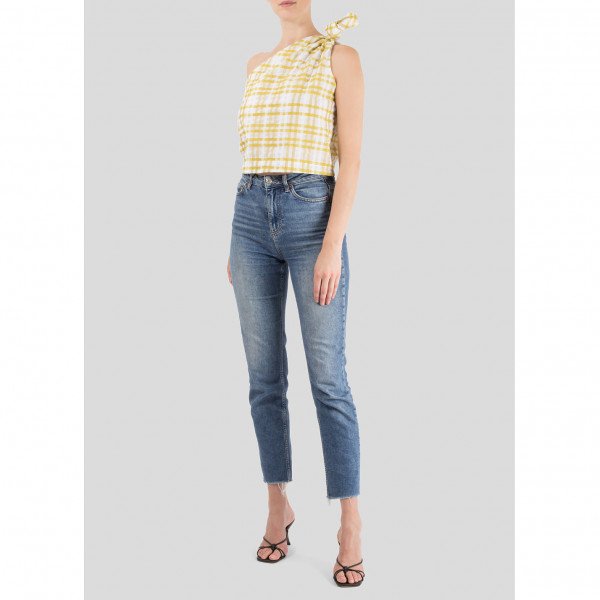 Rosie Assoulin Checked One Shoulder Top