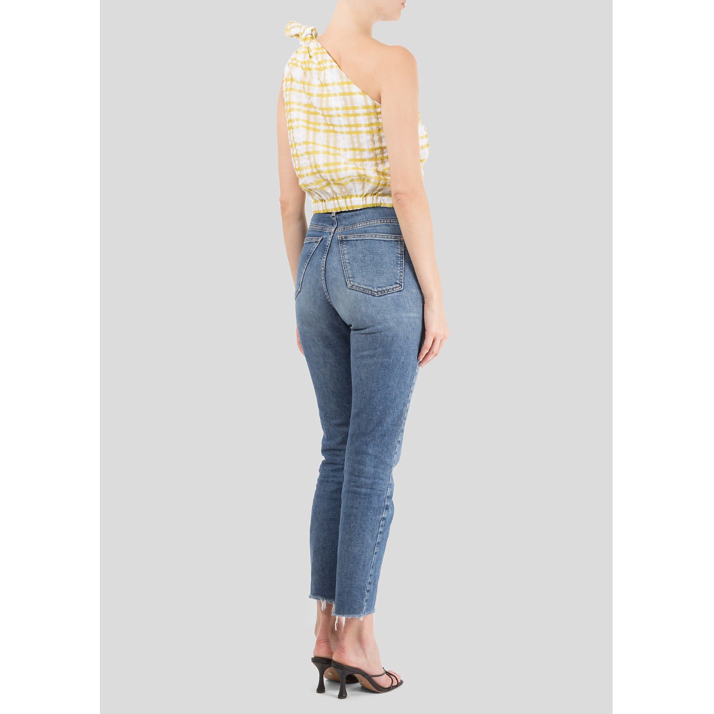 Rosie Assoulin Checked One Shoulder Top