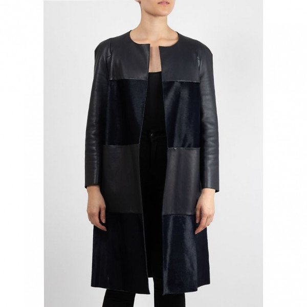 Mulberry Leather Block Long Jacket