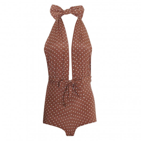 Rent Buy Alessandra Rich Polka Dot Halterneck Playsuit MY