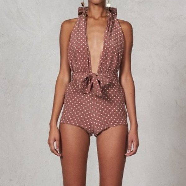 Rent Buy Alessandra Rich Polka Dot Halterneck Playsuit MY