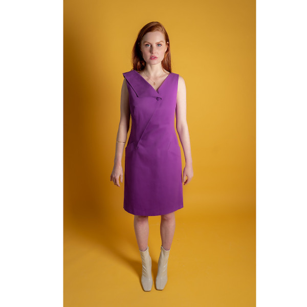 FEMPONIQ Asymmetric Lapel Tailored Cotton Dress