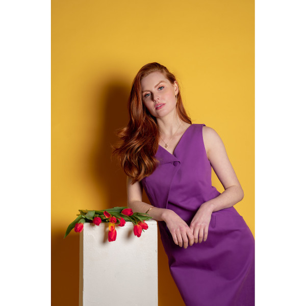 FEMPONIQ Asymmetric Lapel Tailored Cotton Dress
