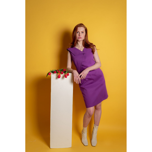 FEMPONIQ Asymmetric Lapel Tailored Cotton Dress