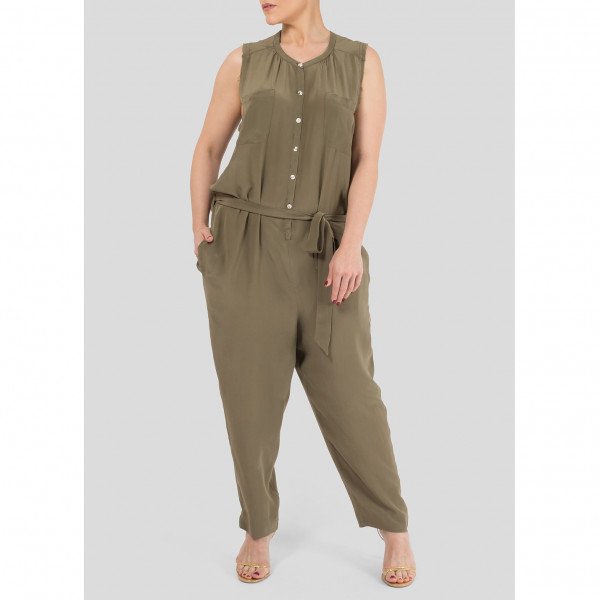 EDUN Sleeveless Jumpsuit with Tie Detail