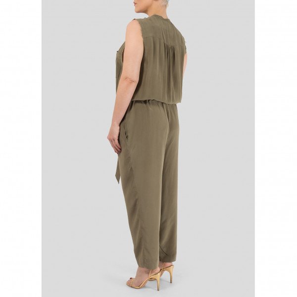 EDUN Sleeveless Jumpsuit with Tie Detail