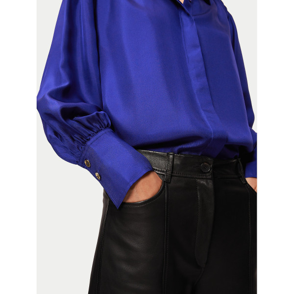 Jigsaw Stitch Detail Silk Shirt