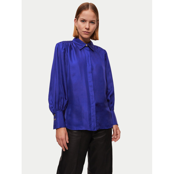 Jigsaw Stitch Detail Silk Shirt