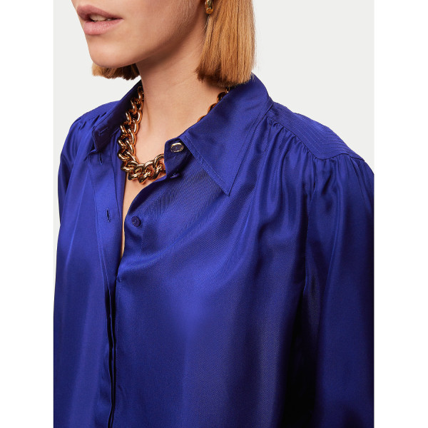 Jigsaw Stitch Detail Silk Shirt