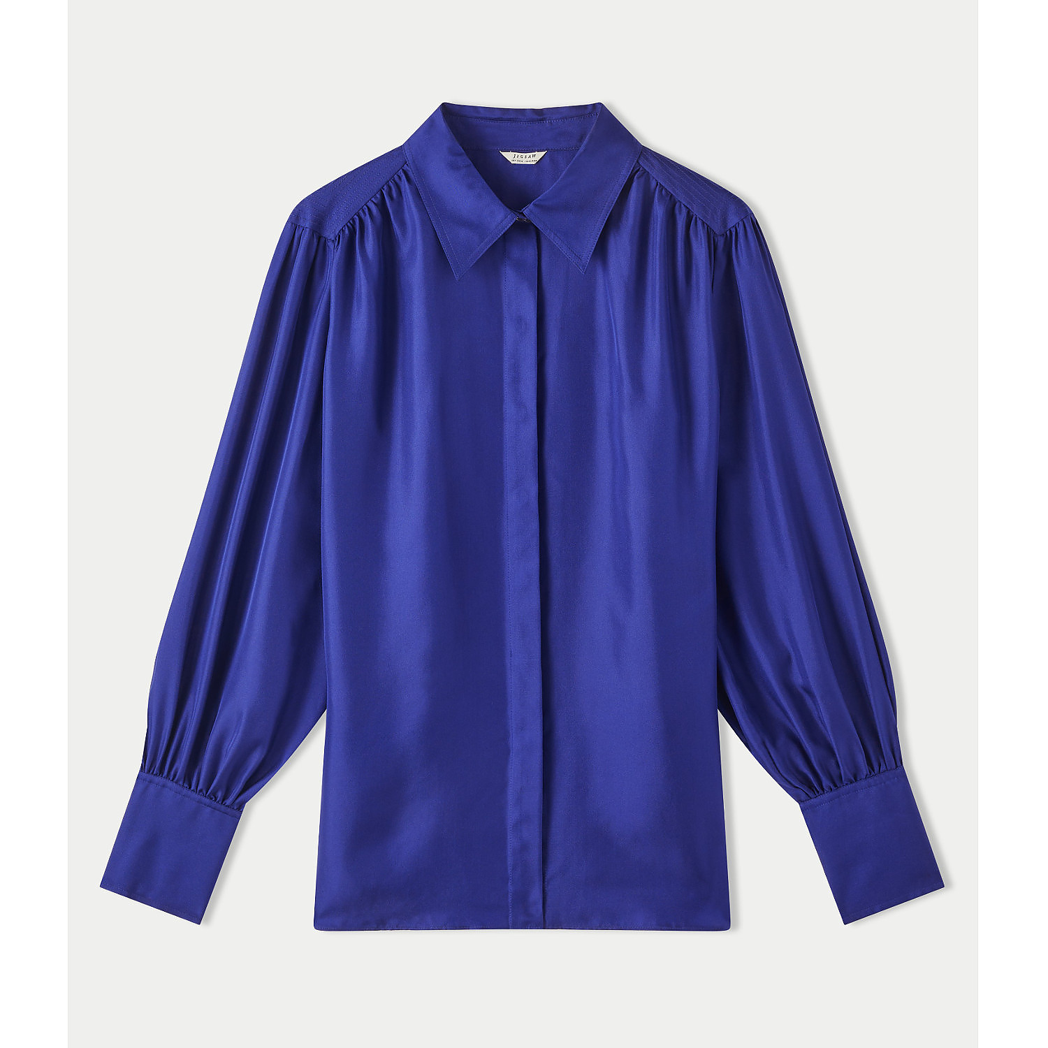 Jigsaw Stitch Detail Silk Shirt