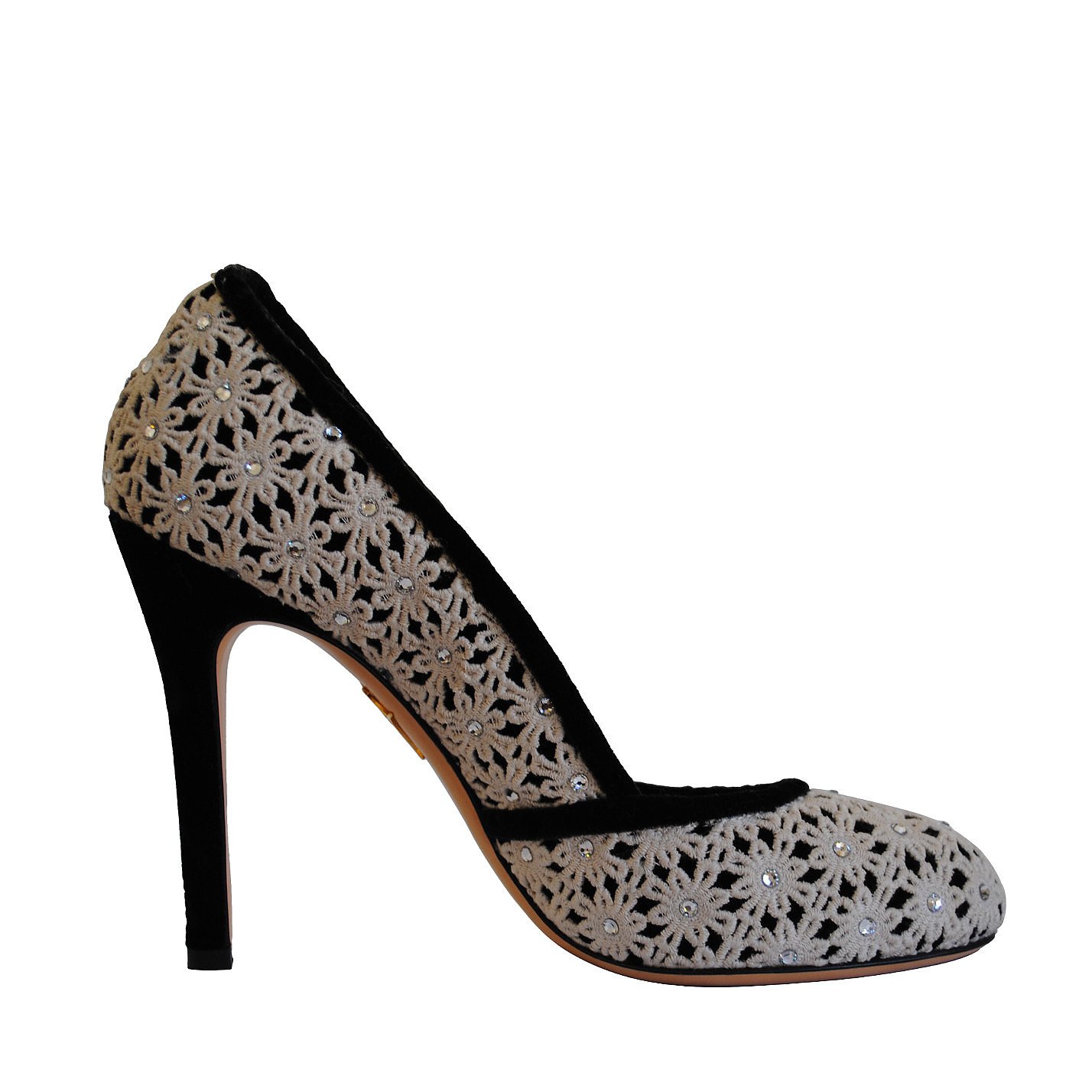 Charlotte Olympia Embroidered Diamante Velvet Pumps
