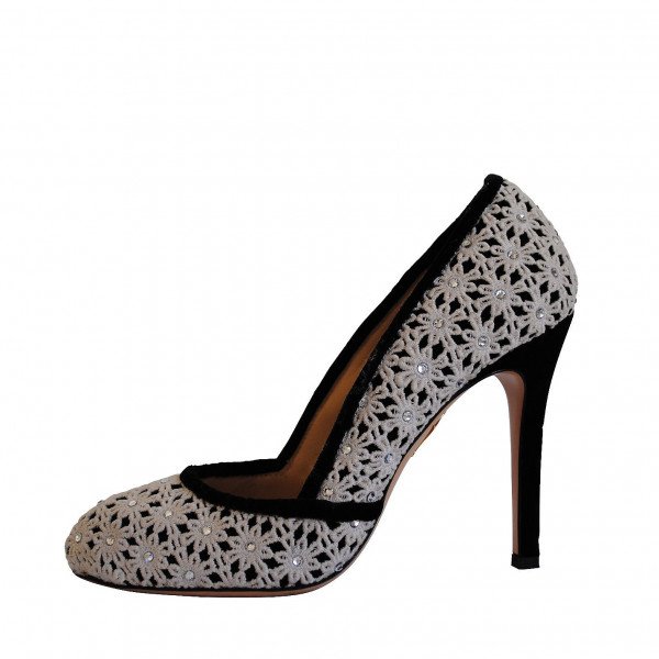 Charlotte Olympia Embroidered Diamante Velvet Pumps