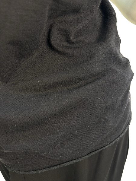 CHANEL Plain Black T-Shirt with Layered Sleeves