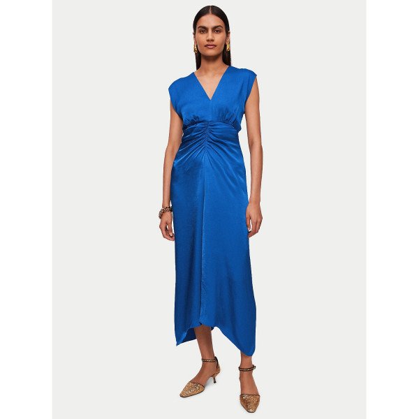 Rent Buy Jigsaw Hammered Satin Ruched Dress MY WARDROBE HQ