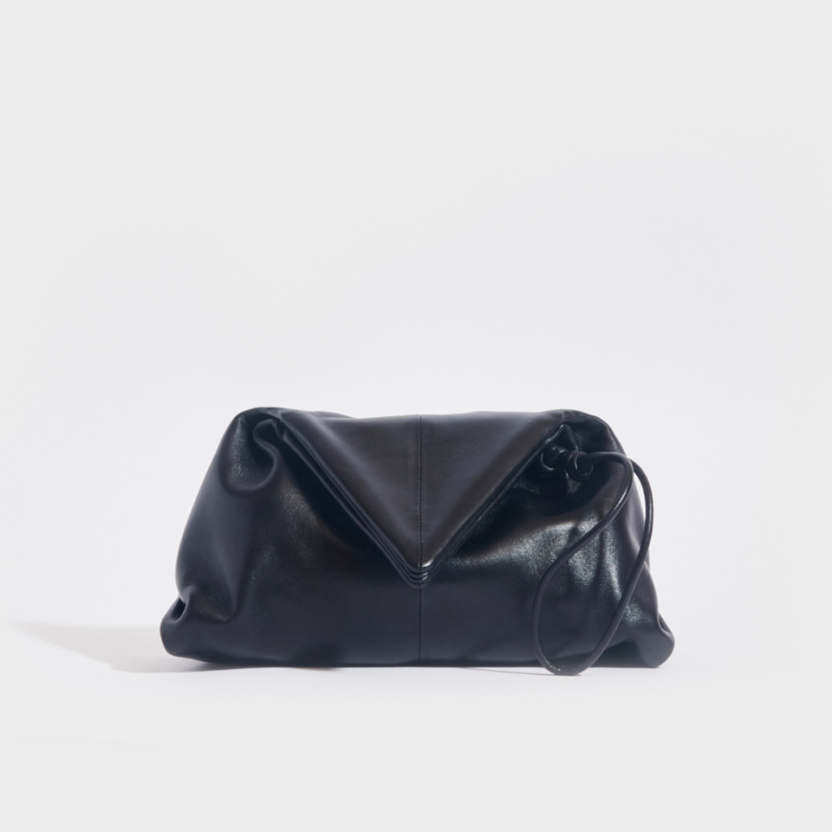 Bottega Veneta The Trine Leather Clutch in Black