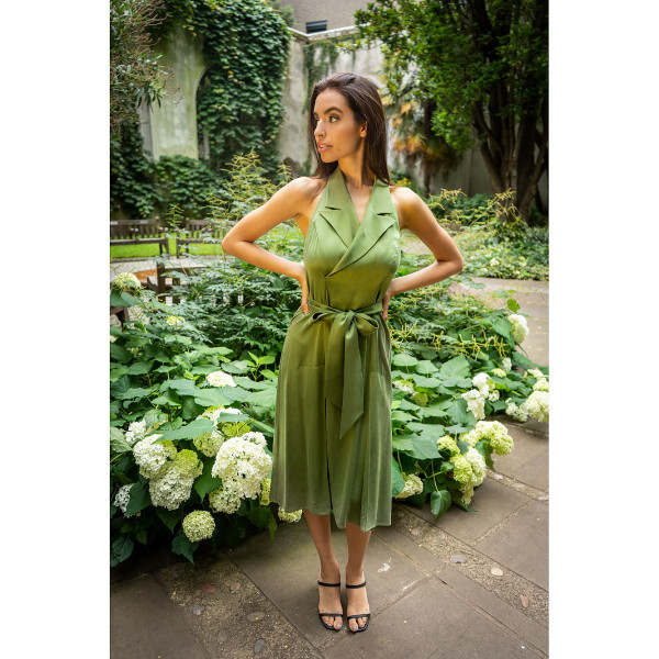 FEMPONIQ Halter Neck Midi Tuxedo Dress