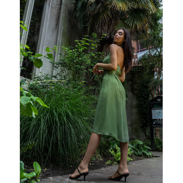 FEMPONIQ Halter Neck Midi Tuxedo Dress