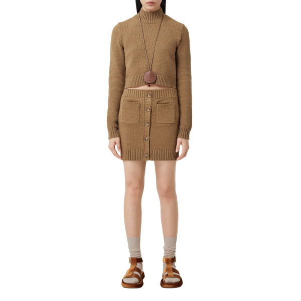 Burberry Monogram Motif Cotton Blend Mini Skirt