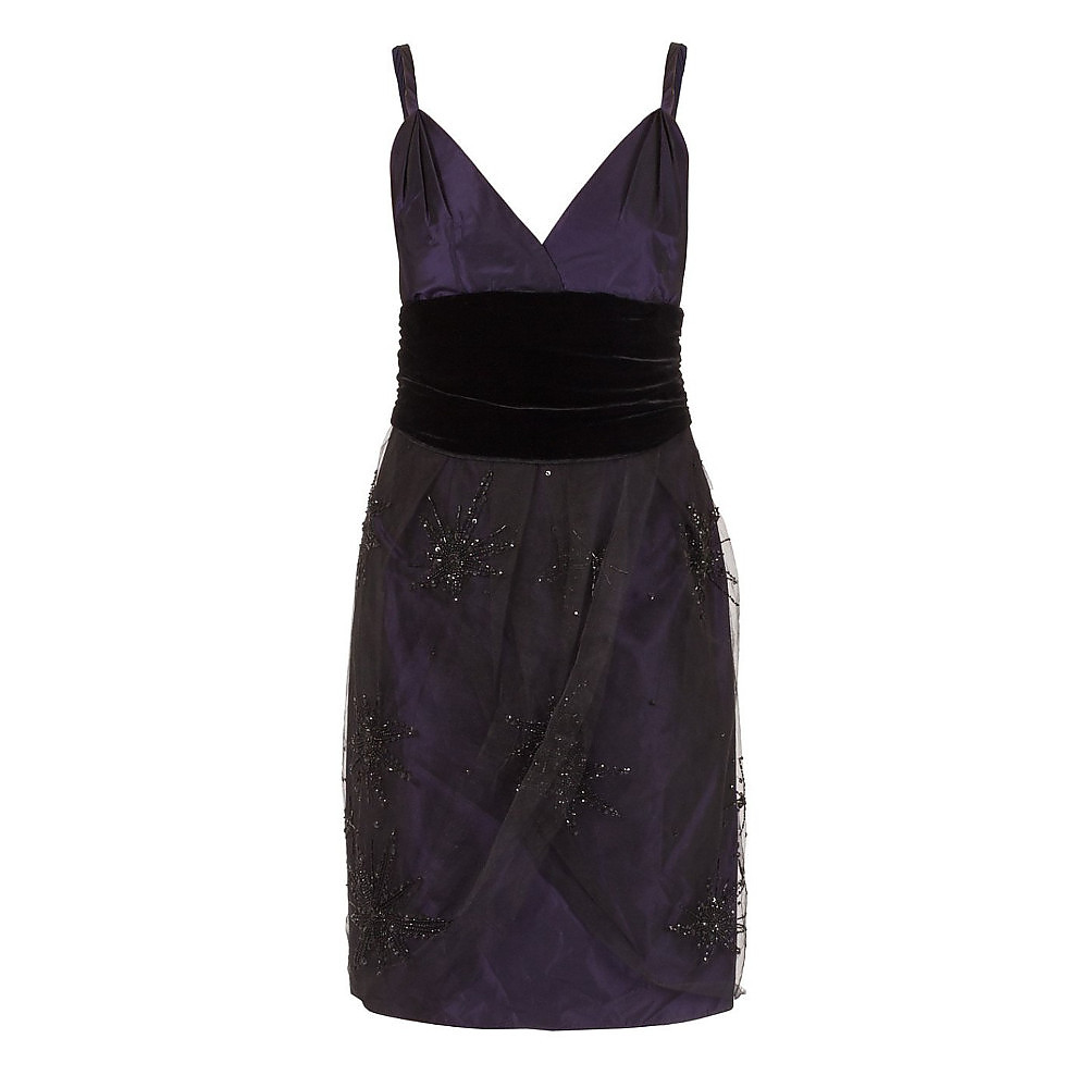 Emporio Armani Embellished Tulle And Velvet Dress