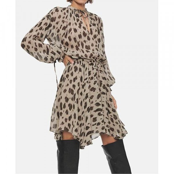 Rent Buy Anine Bing Elliana Leopard Print Chiffon Mini Dress MY