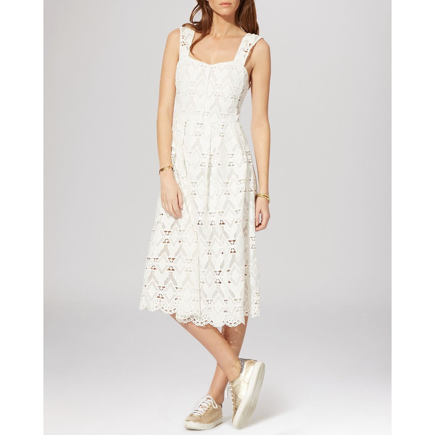 maje lace midi dress