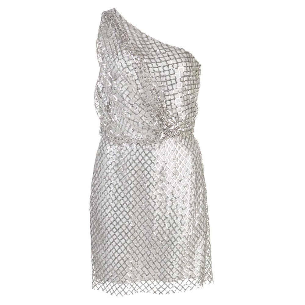 Michelle Mason One-Shoulder Sequin Mini Dress