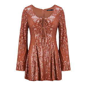 Harlow Dress In Caramel Sequins