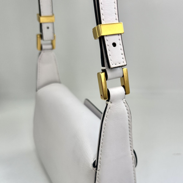 Valentino Small V-Logo Chain Leather Shoulder Bag in White