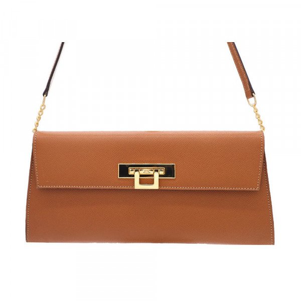 Lalage Beaumont Fonteyn Clutch Palmellato Leather Handbag - Tan