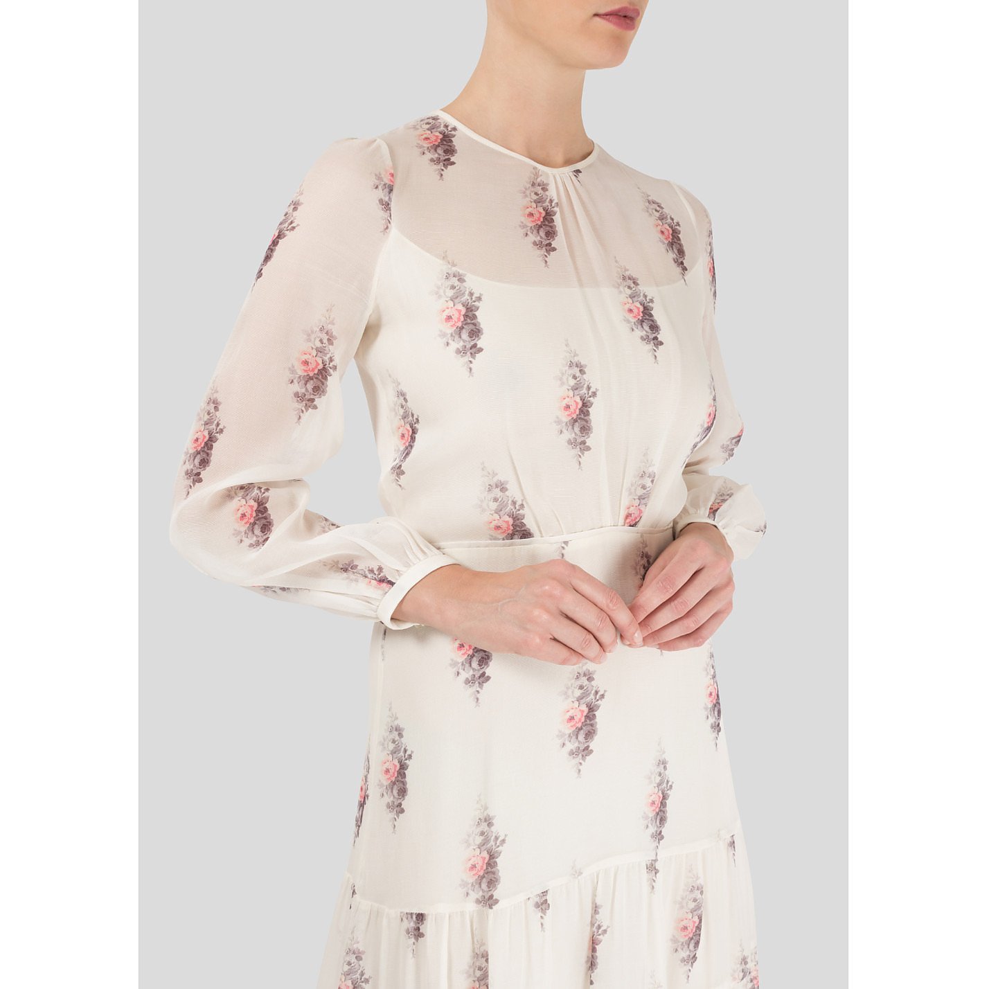 long sleeve pink floral dress