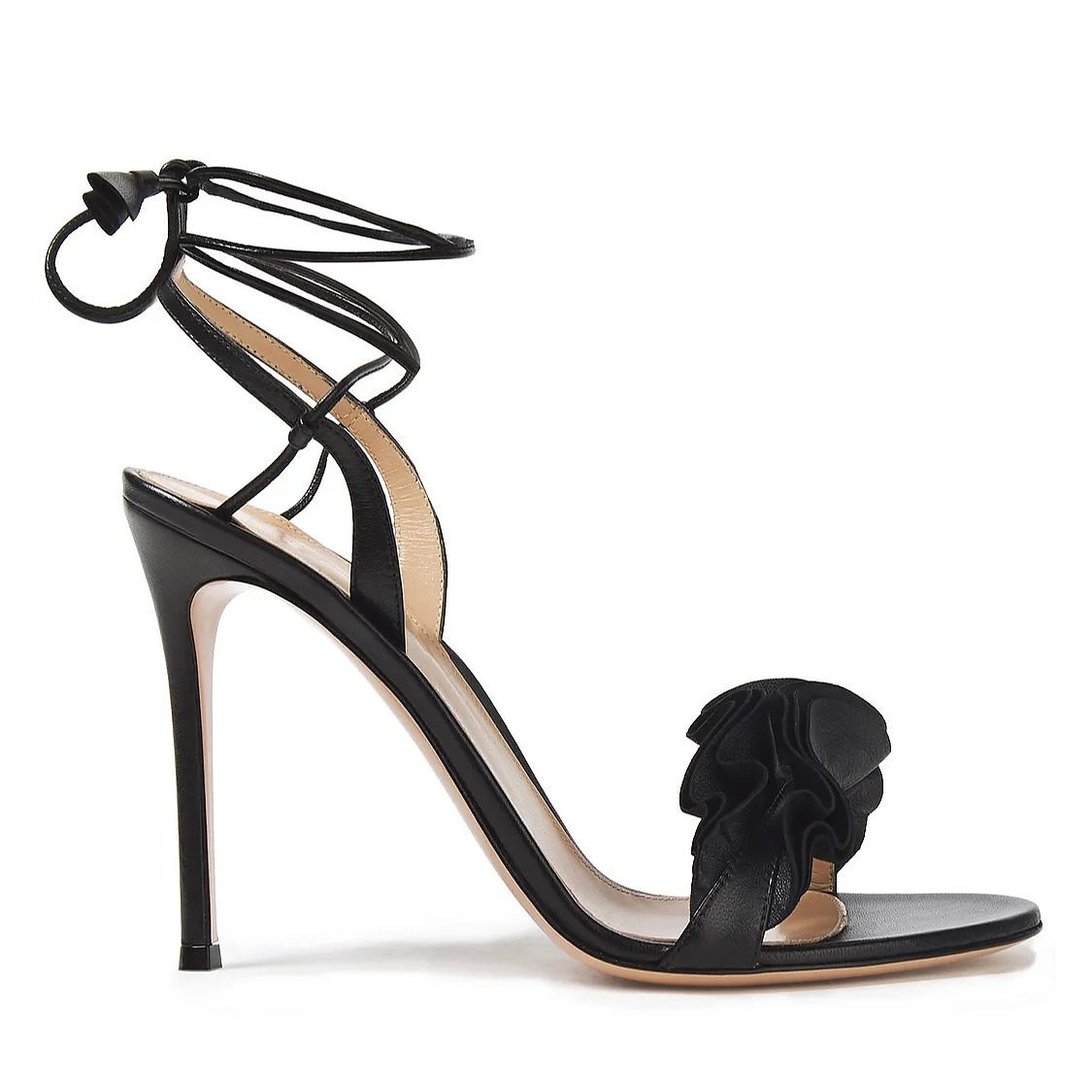 GIANVITO ROSSI Flora 105 Ruffle-Trimmed Leather Sandals
