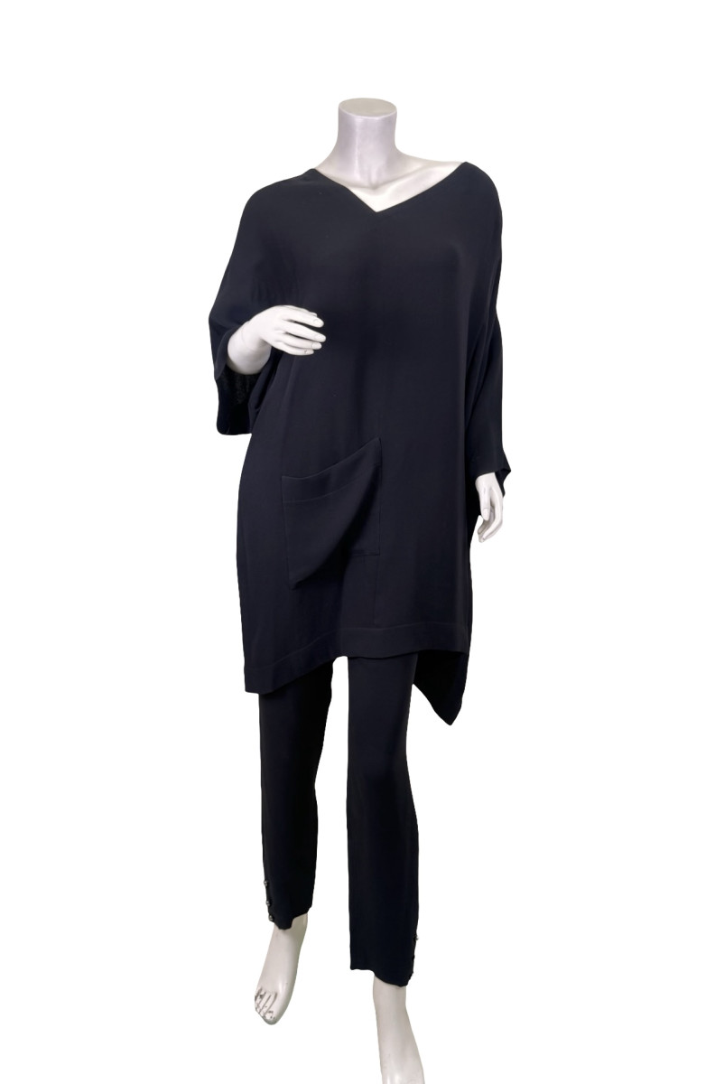 CHANEL Black Assymetrical Neck Black Tunic Co-Ord Set