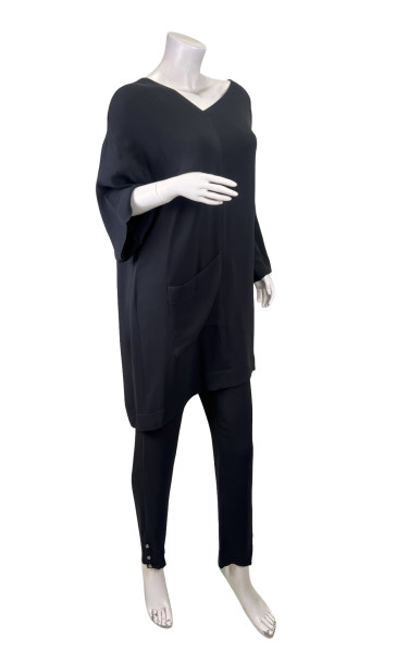 CHANEL Black Assymetrical Neck Black Tunic Co-Ord Set