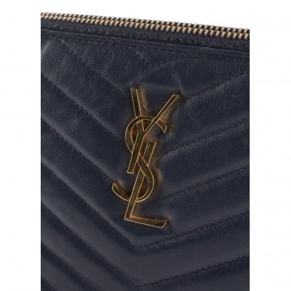 Saint Laurent Monogram Quilted Leather Pouch