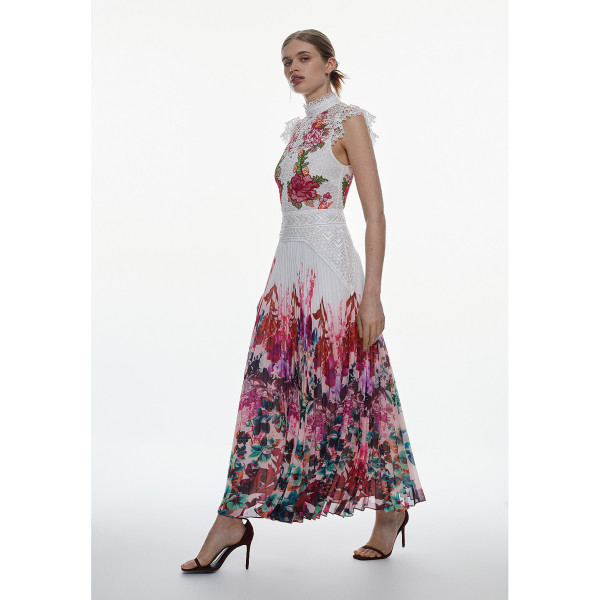 Karen millen floral pleated midi dress outlet