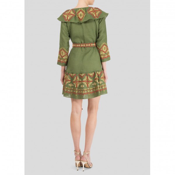 SVITLAYA Diamond Mini Wrap Dress With Embroidery